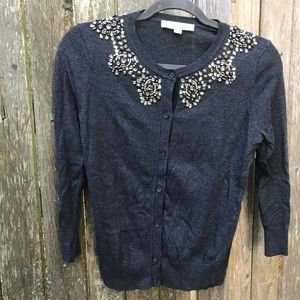 Charcoal gray Loft beaded sweater